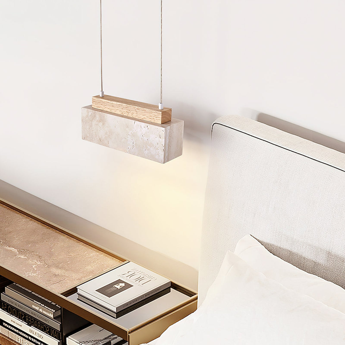 Ciraeila lámpara colgante rectangular de travertino