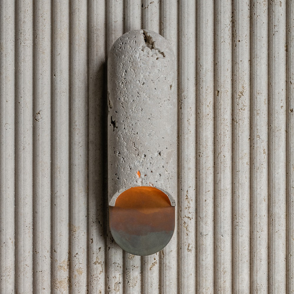 Capsule aplique de pared travertino amarillo mármol latón
