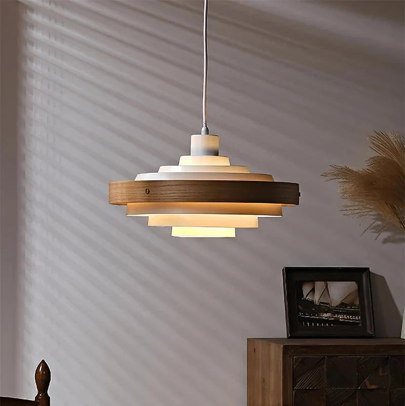 Muto Modern Round Pendant Light Wood