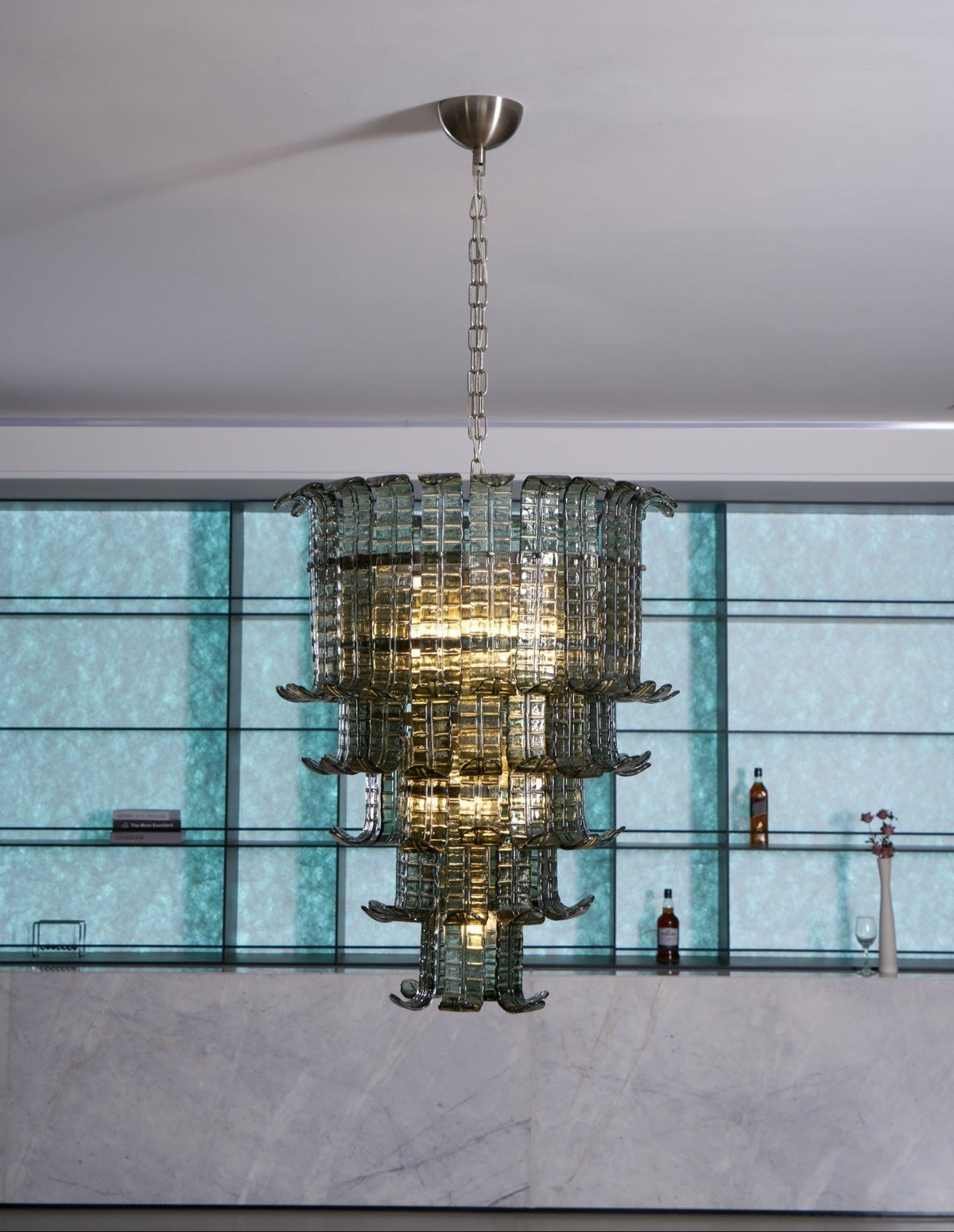 Yisk lámpara de araña Cascade Murano vidrio Tiered Vintage