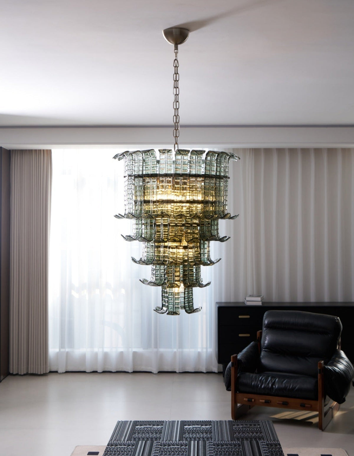 Yisk lámpara de araña Cascade Murano vidrio Tiered Vintage