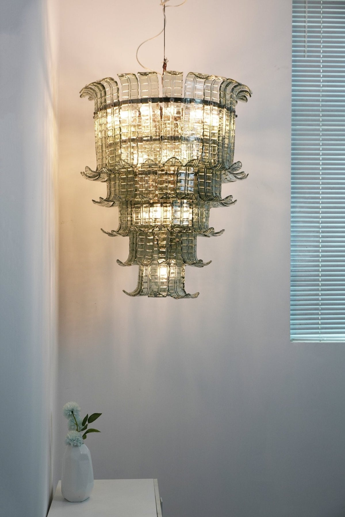 Yisk lámpara de araña Cascade Murano vidrio Tiered Vintage