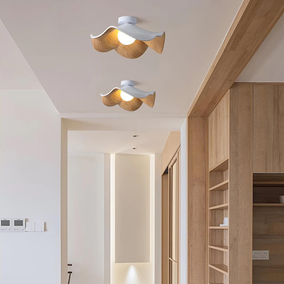 Muto Lámpara de Techo de Madera en Negro y Blanco
