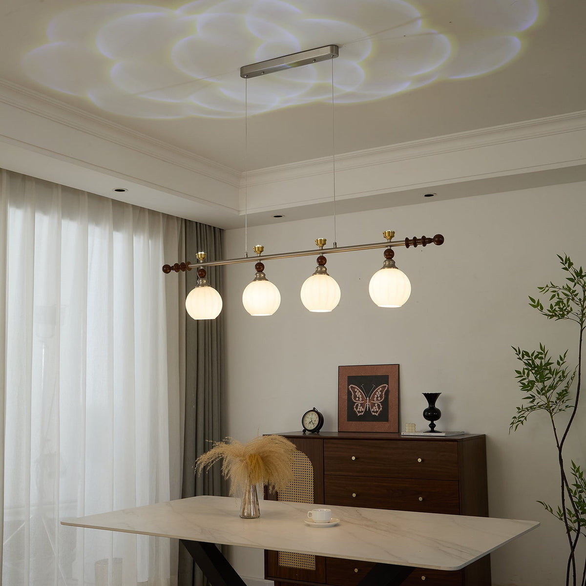 Otheia lámpara colgante elegancia Vintage lineal de madera