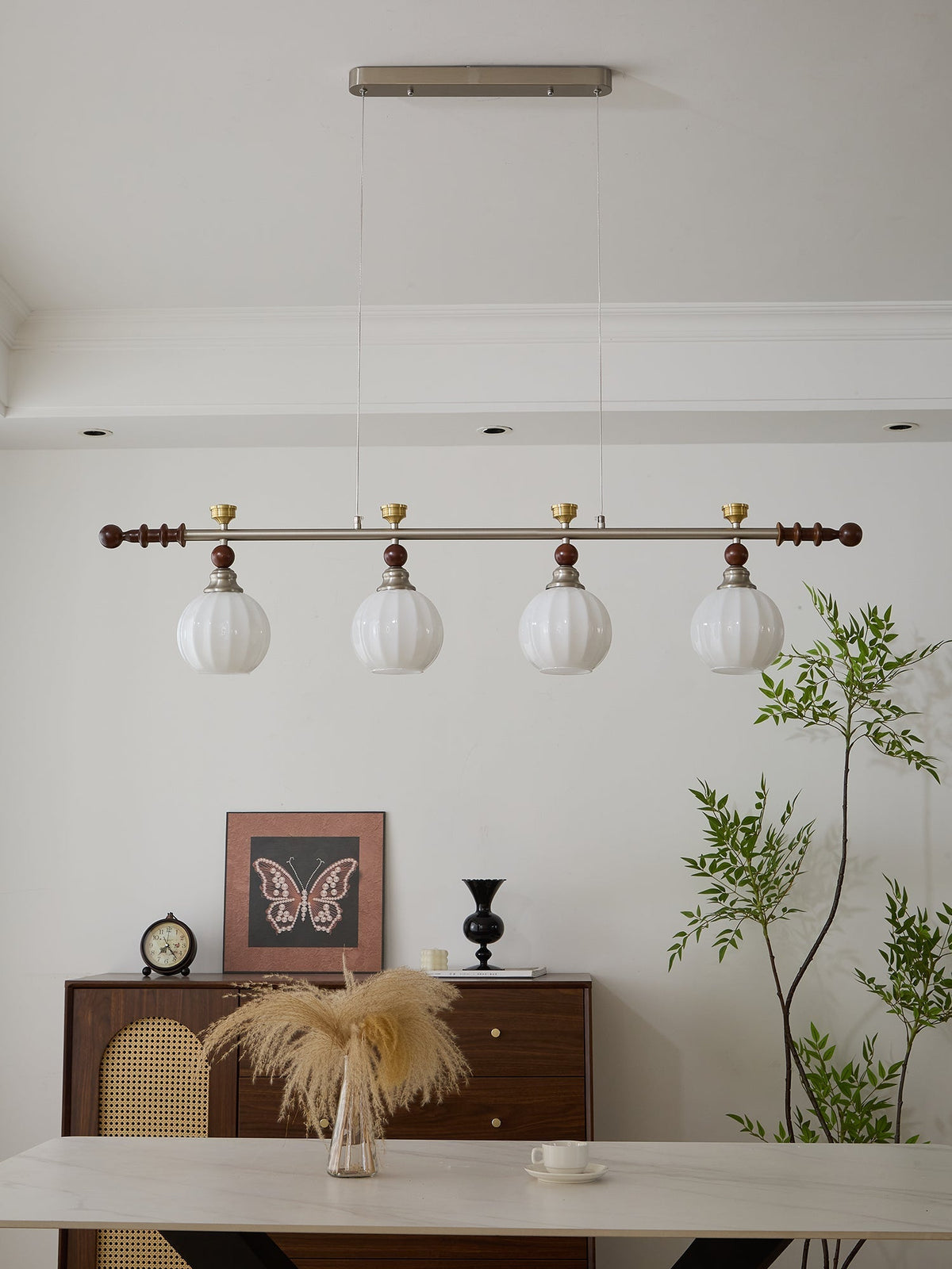 Otheia lámpara colgante elegancia Vintage lineal de madera