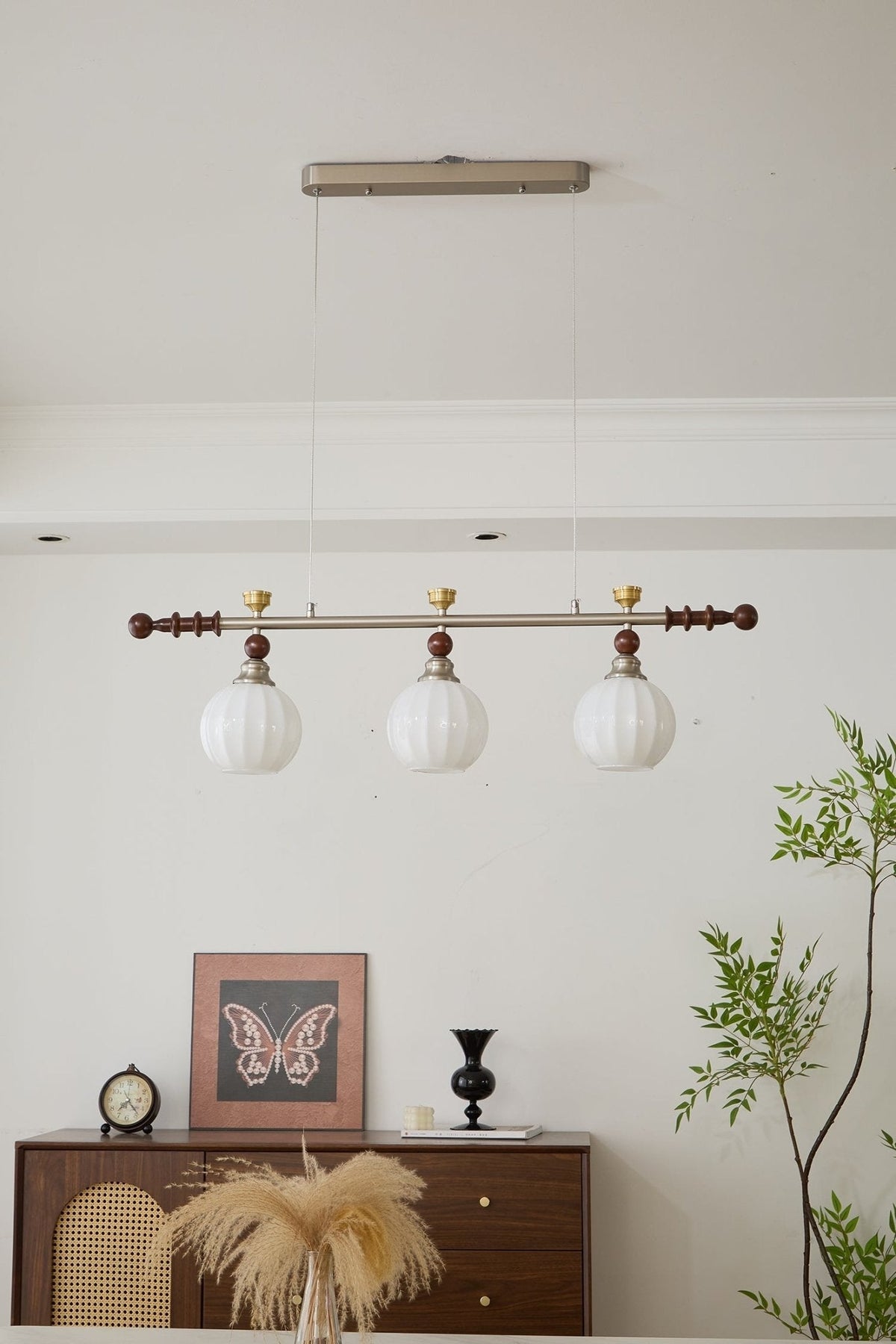 Otheia lámpara colgante elegancia Vintage lineal de madera