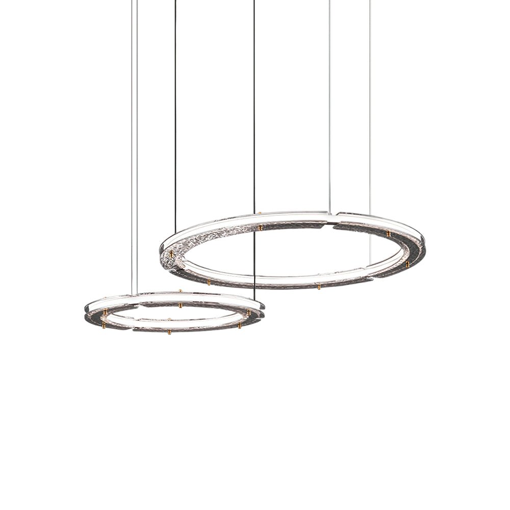 Lunara lámpara de araña Dual-Ring de cristal