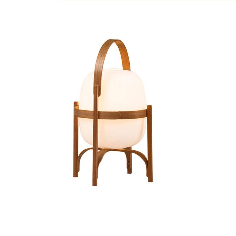 Lethra lámpara de mesa de madera y vidrio