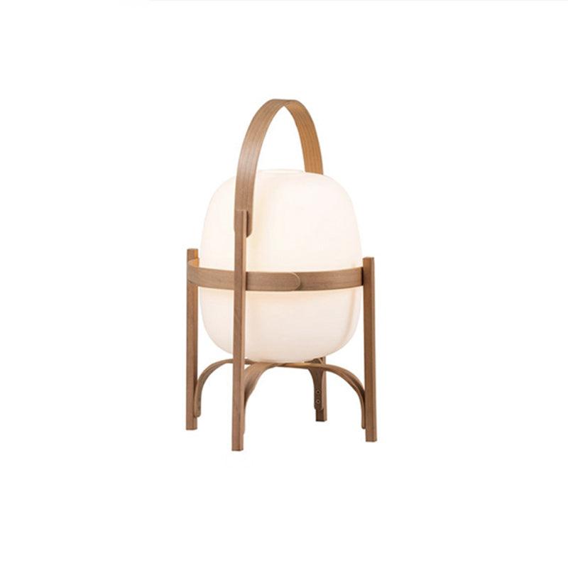 Lethra lámpara de mesa de madera y vidrio