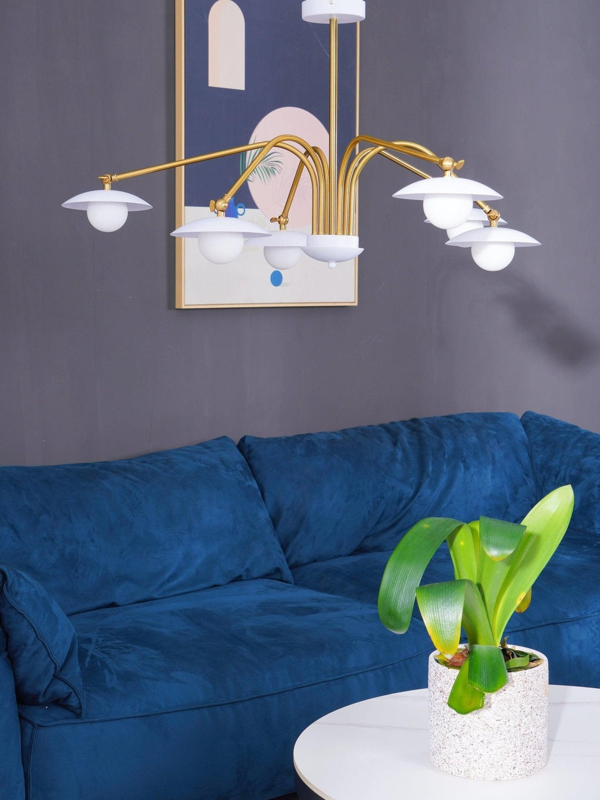 Lark lámpara de araña con sombreros de seta inspirados en Art Deco