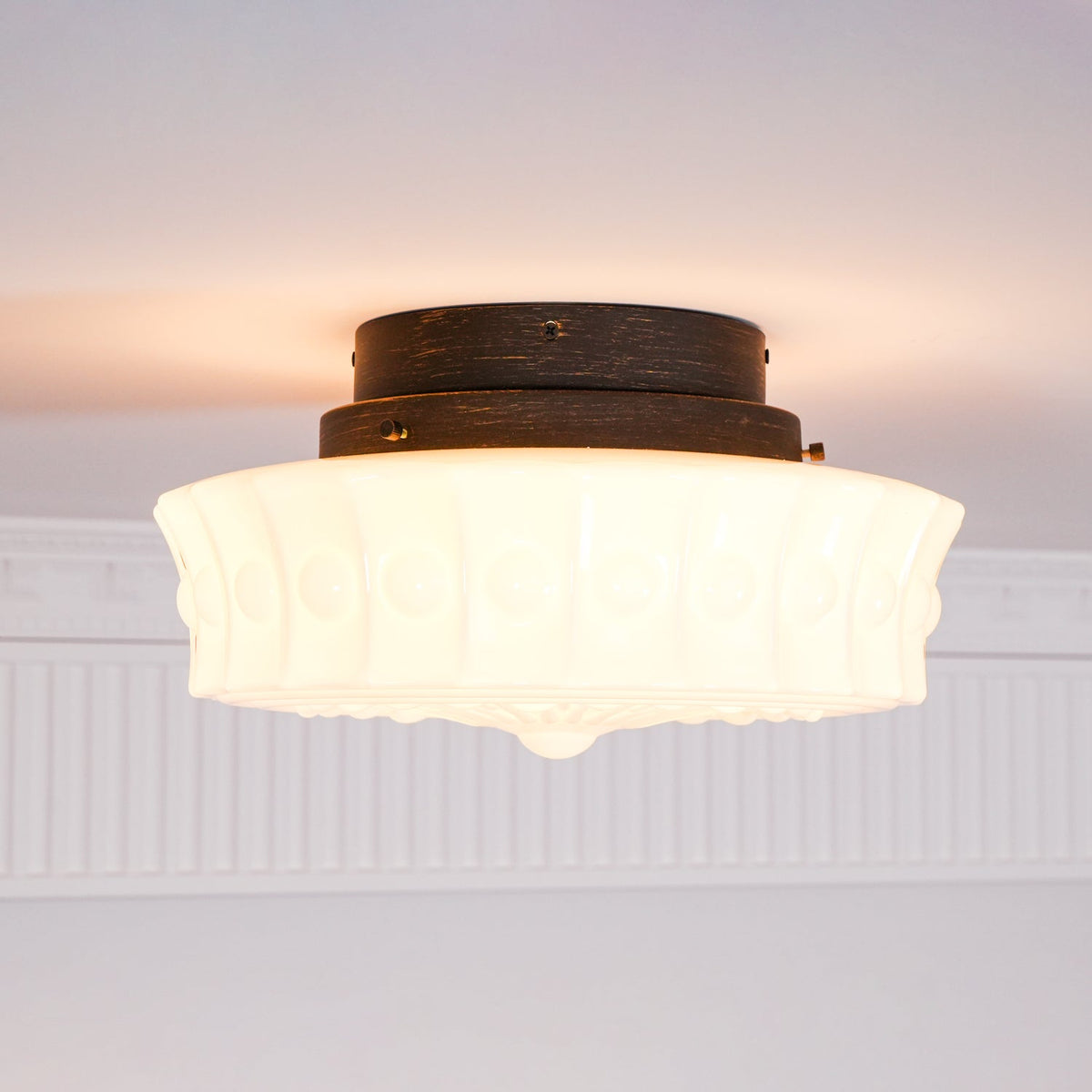 Veleraya lámpara de techo vidrio blanco floral para sala de estar