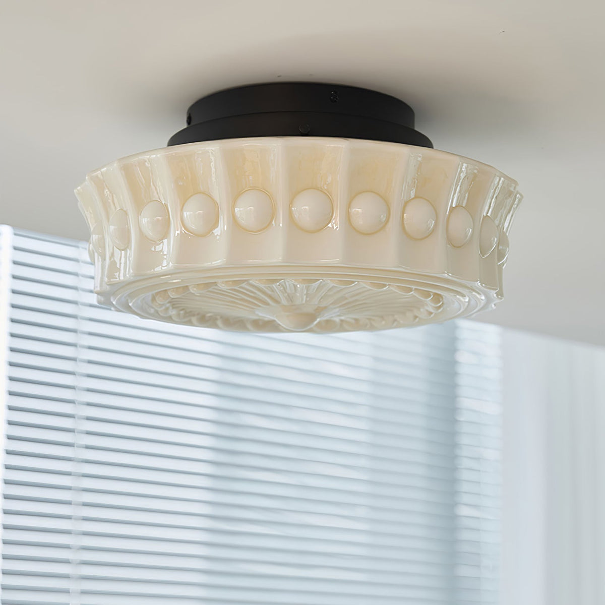 Veleraya lámpara de techo vidrio blanco floral para sala de estar