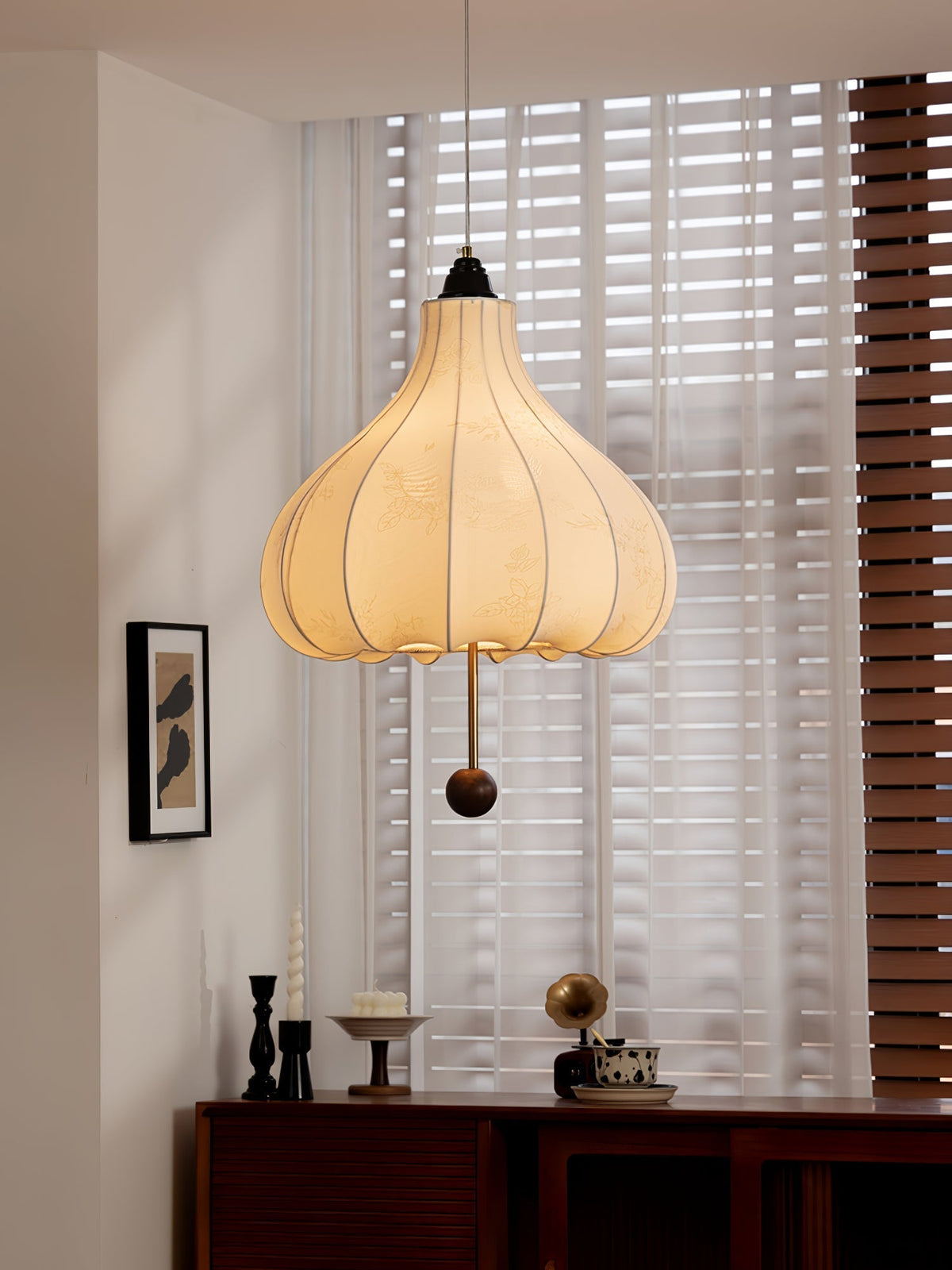 Sylerielle lámpara colgante de tejido y madera