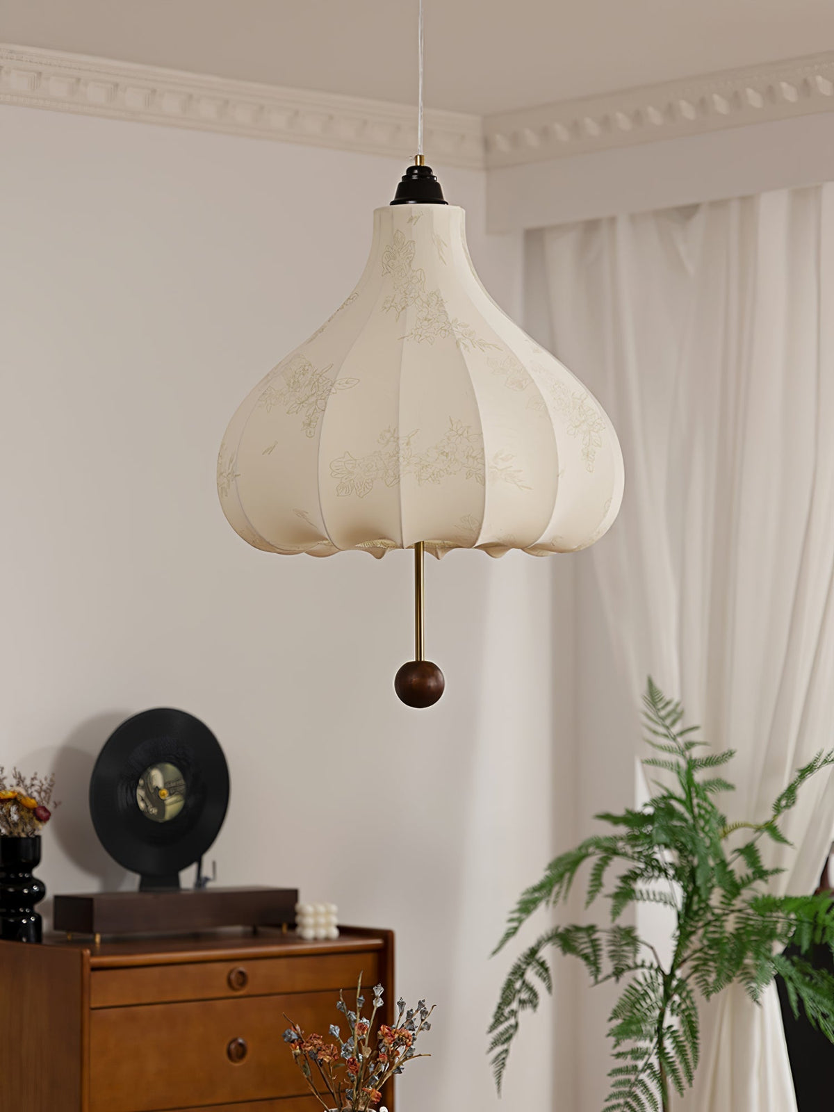Sylerielle lámpara colgante de tejido y madera