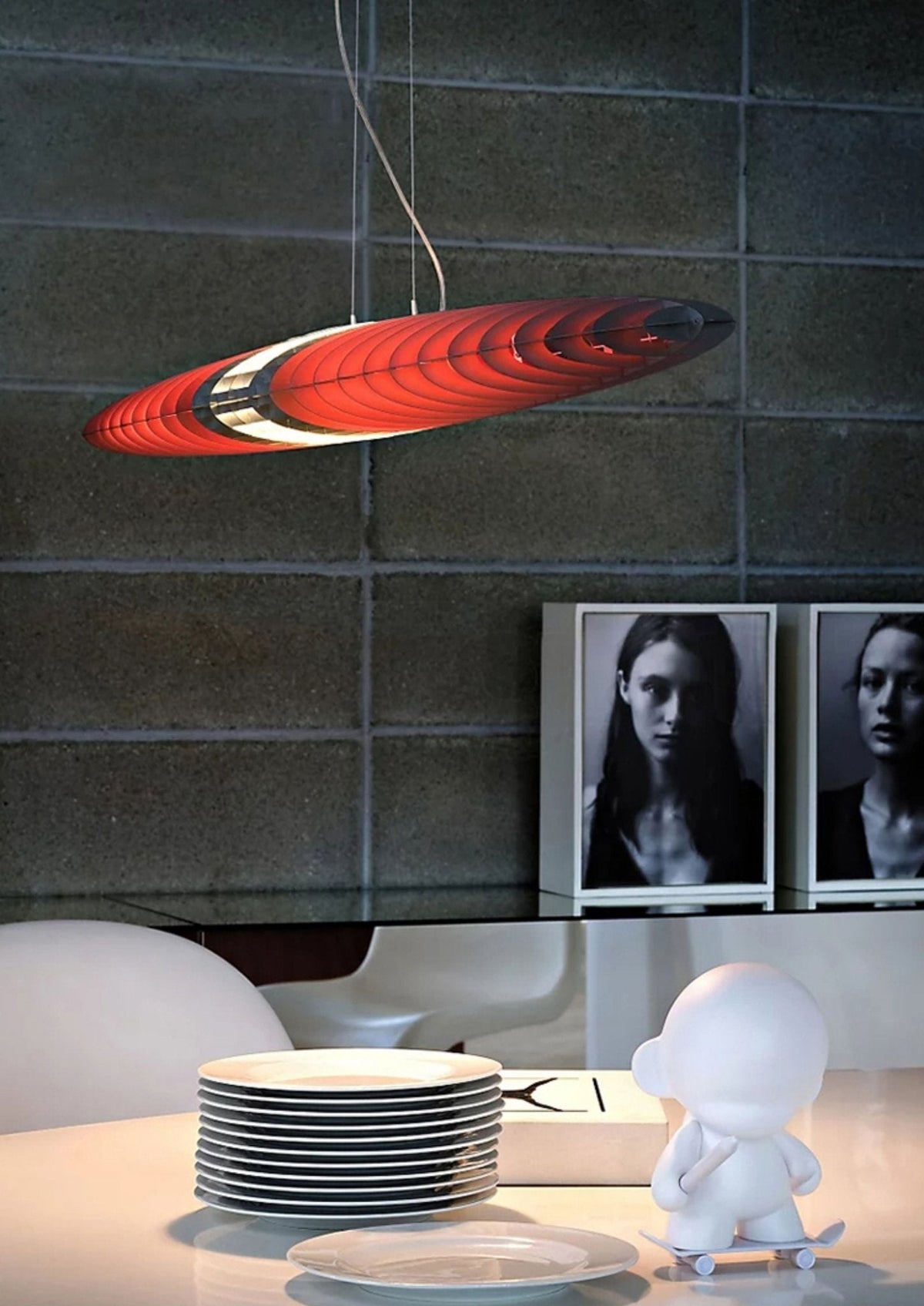 Chroma lámpara colgante Glide Suspension con tres láminas entrelazadas