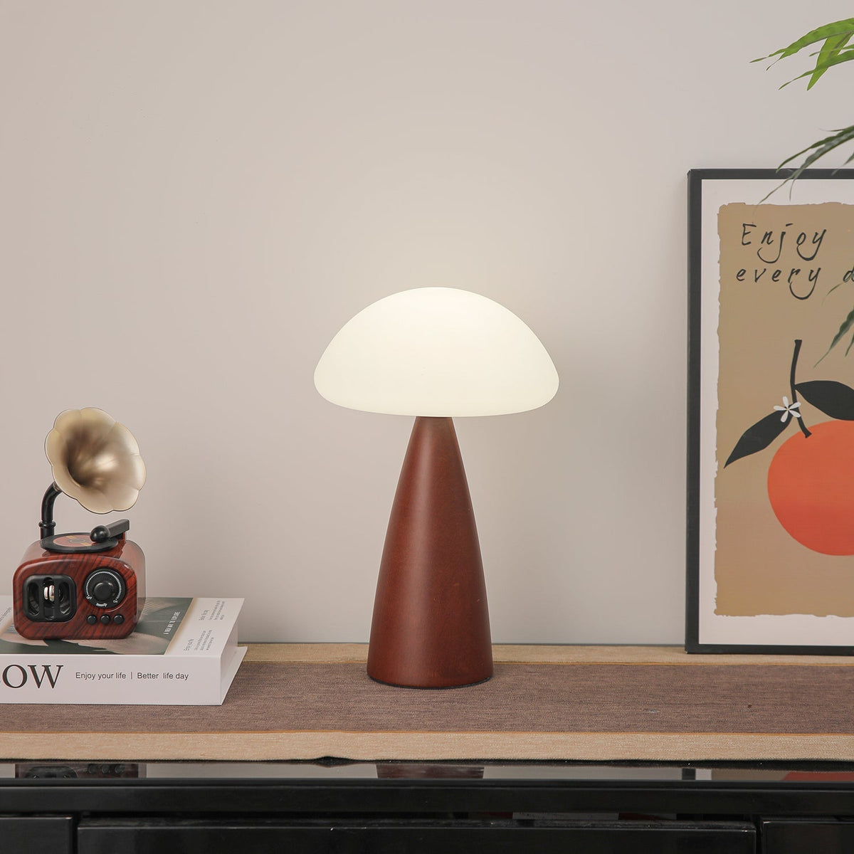 Ibisin lámpara de mesa Funge de madera contemporánea
