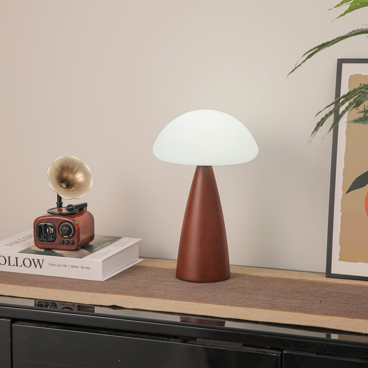 Ibisin lámpara de mesa Funge de madera contemporánea