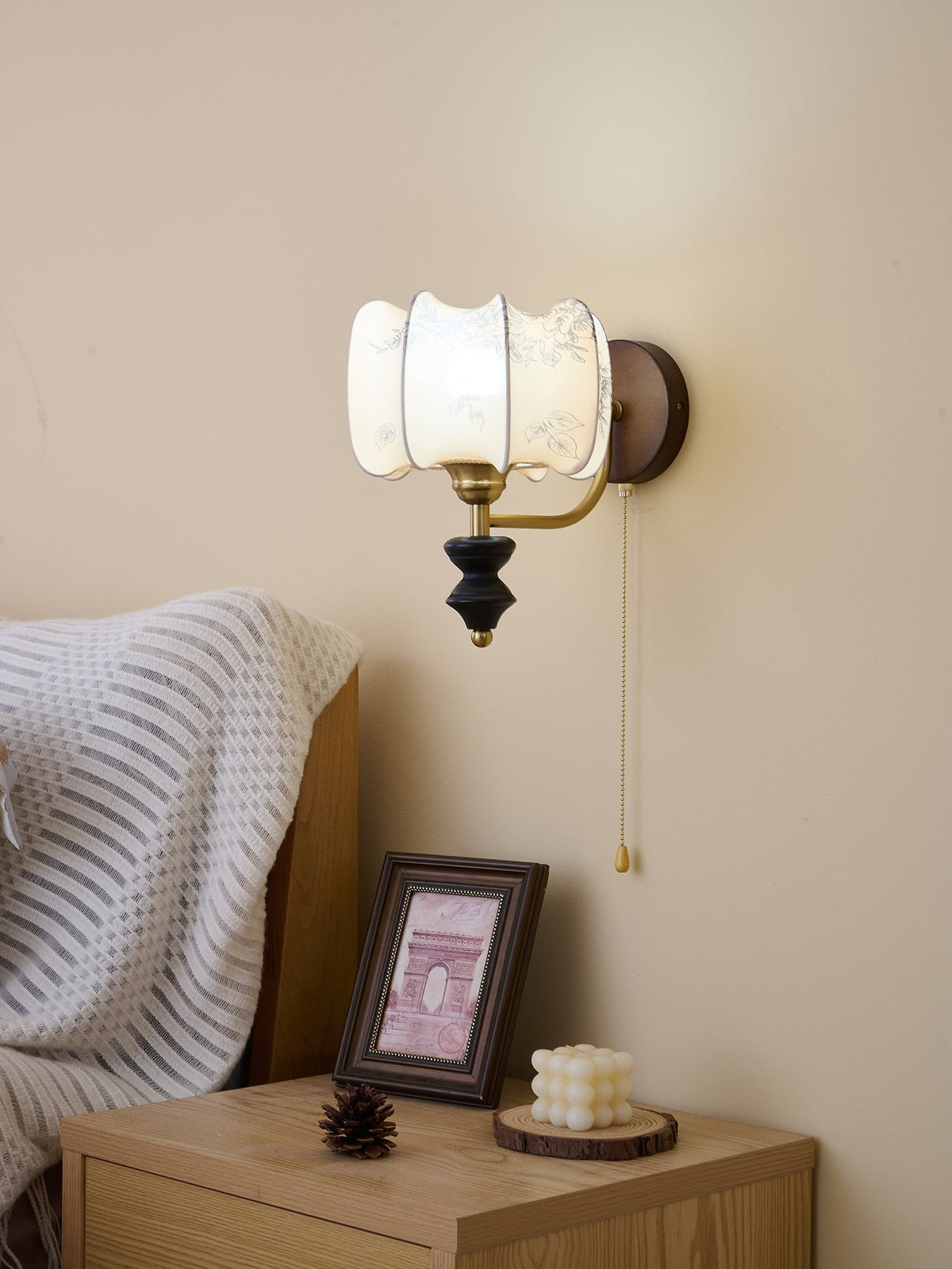 Eshae Aplique de pared Tela Madera Premium Nórdico Arte