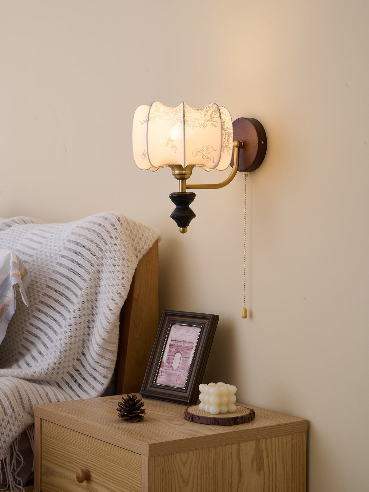 Eshae Aplique de pared Tela Madera Premium Nórdico Arte