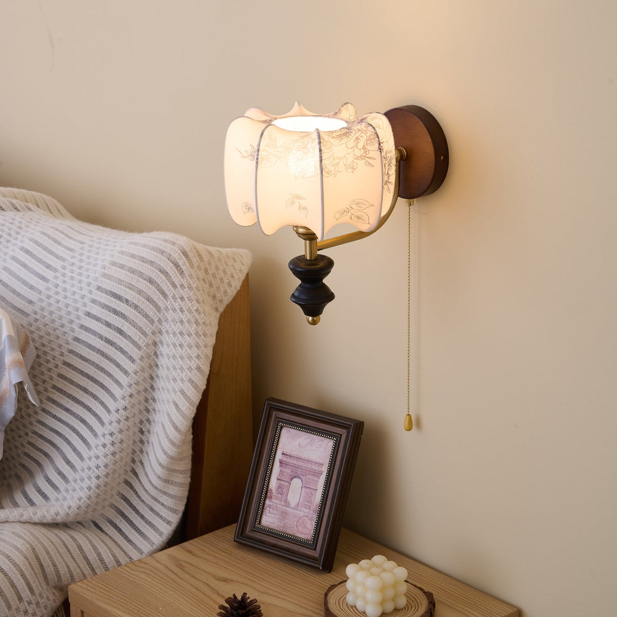 Eshae Aplique de pared Tela Madera Premium Nórdico Arte