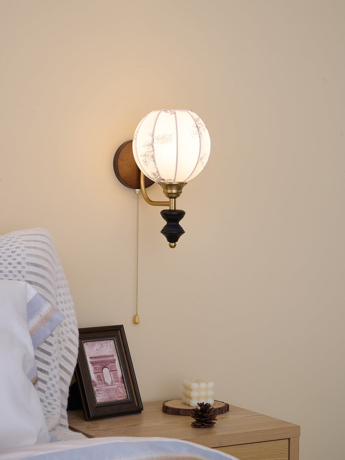 Eshae Aplique de pared Tela Madera Premium Nórdico Arte