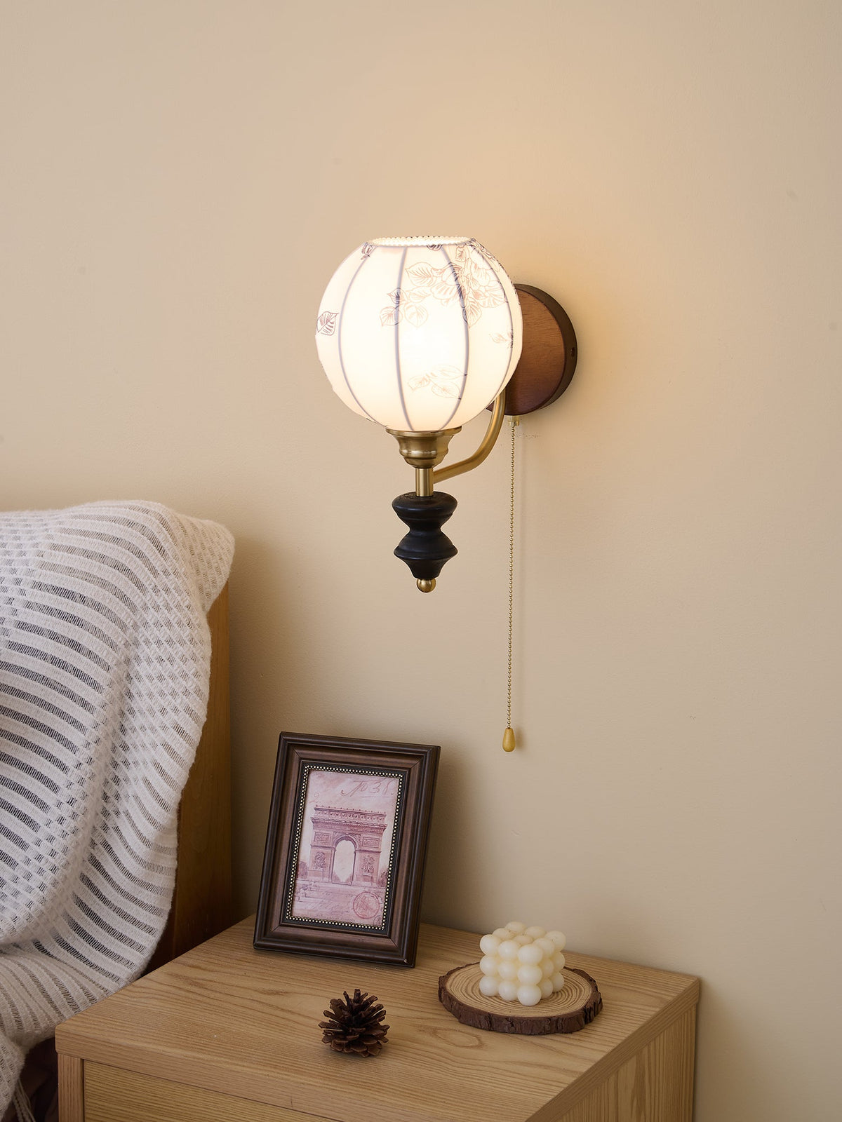 Eshae Aplique de pared Tela Madera Premium Nórdico Arte