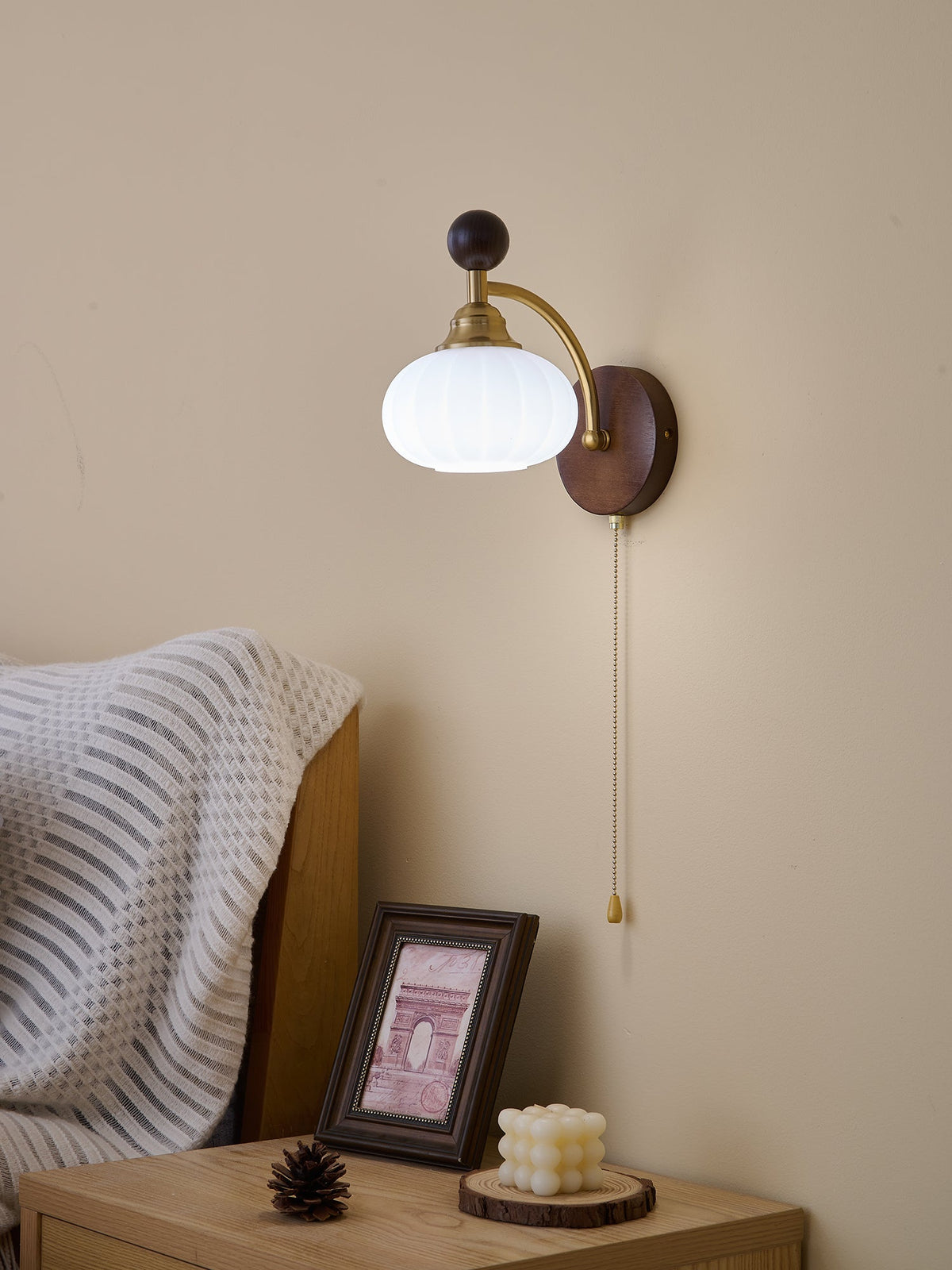 Eshae Aplique de pared Tela Madera Premium Nórdico Arte