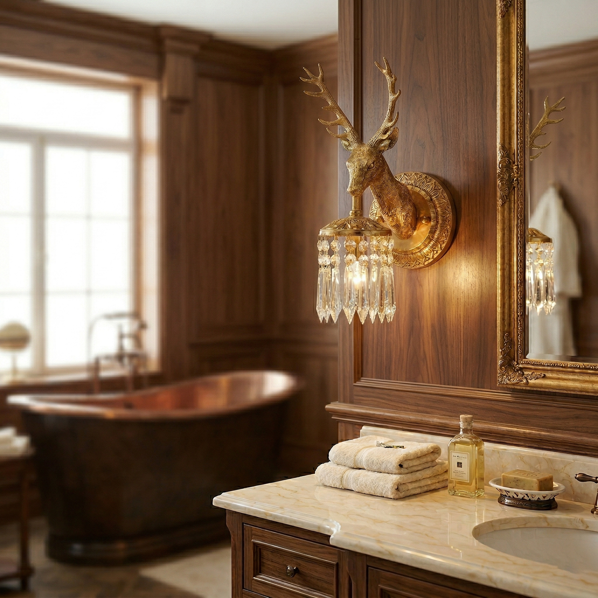 Antler aplique de pared de cristal