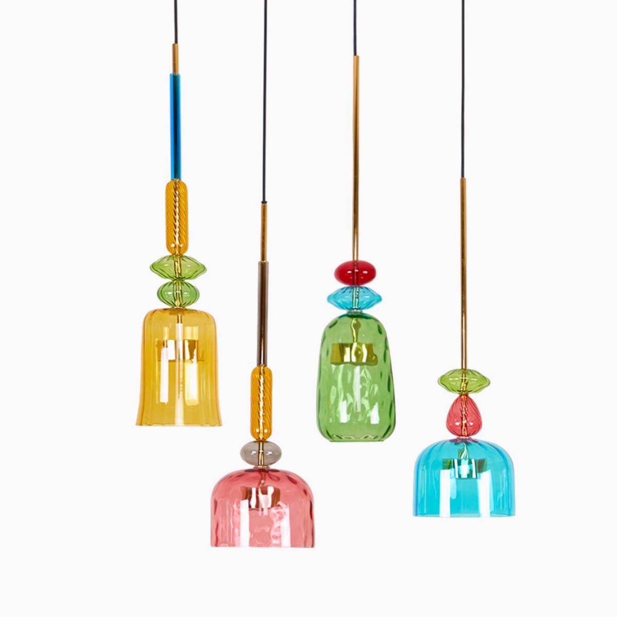 Voshan lámpara colgante bohemio de vidrio con mezcla de colores