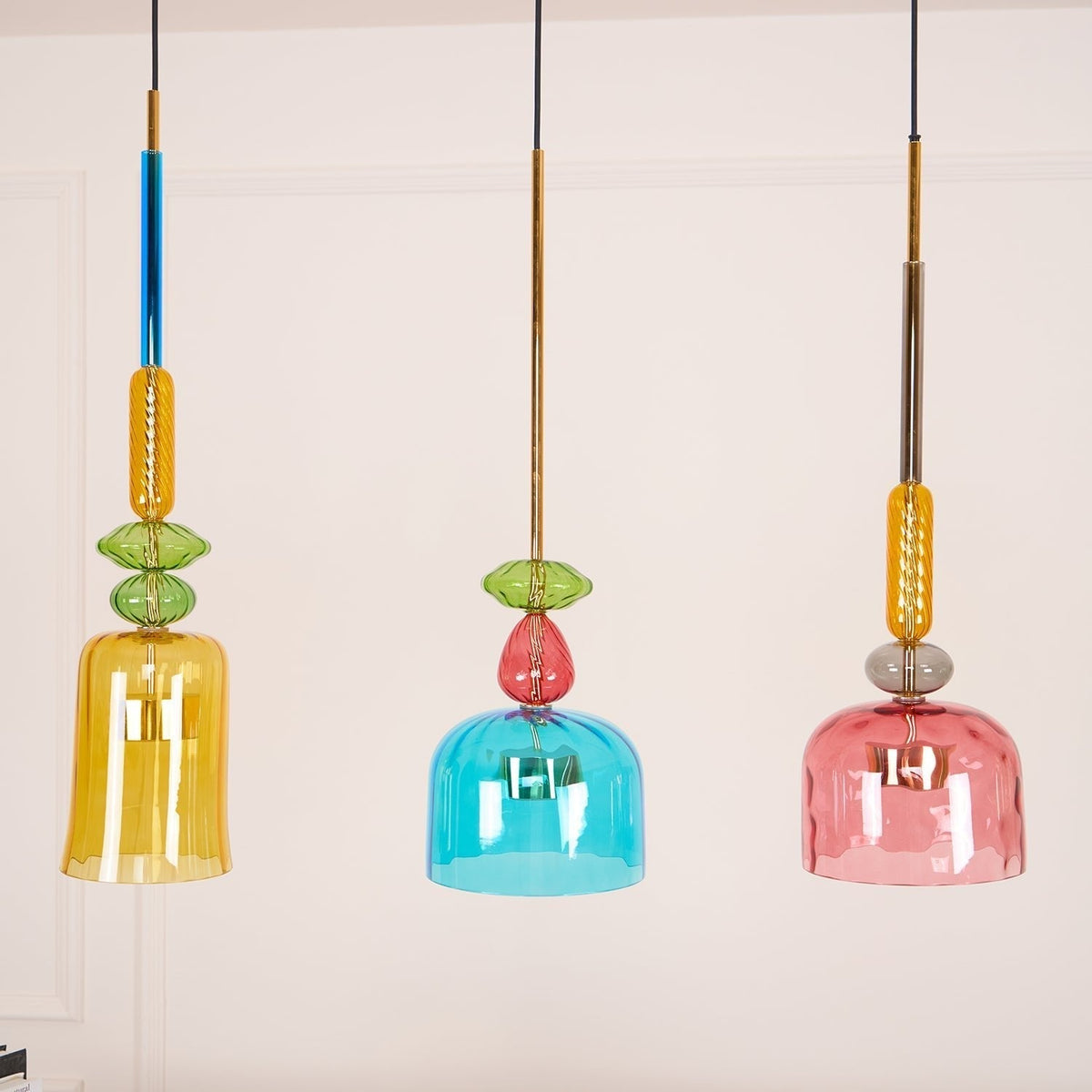 Voshan lámpara colgante bohemio de vidrio con mezcla de colores