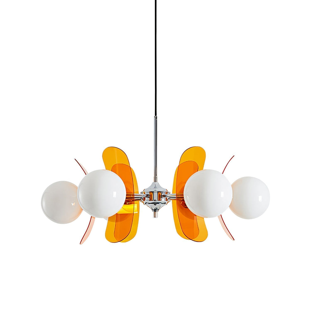 Prism Creativity lámpara de araña Sputnik con vidrio naranja