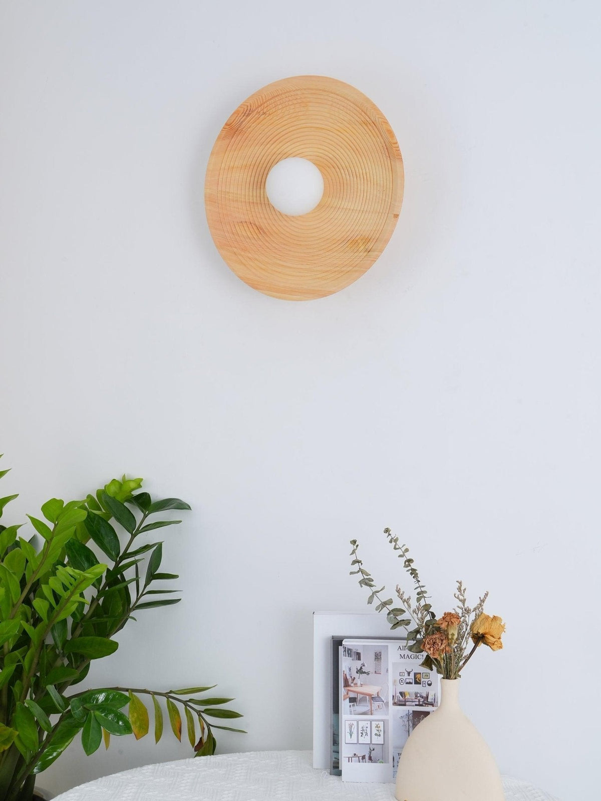 Aldenise aplique de pared de madera estilo nórdico con contorno artístico
