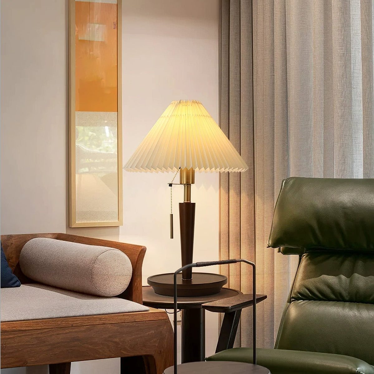 Novace lámpara de mesa de tejido y madera