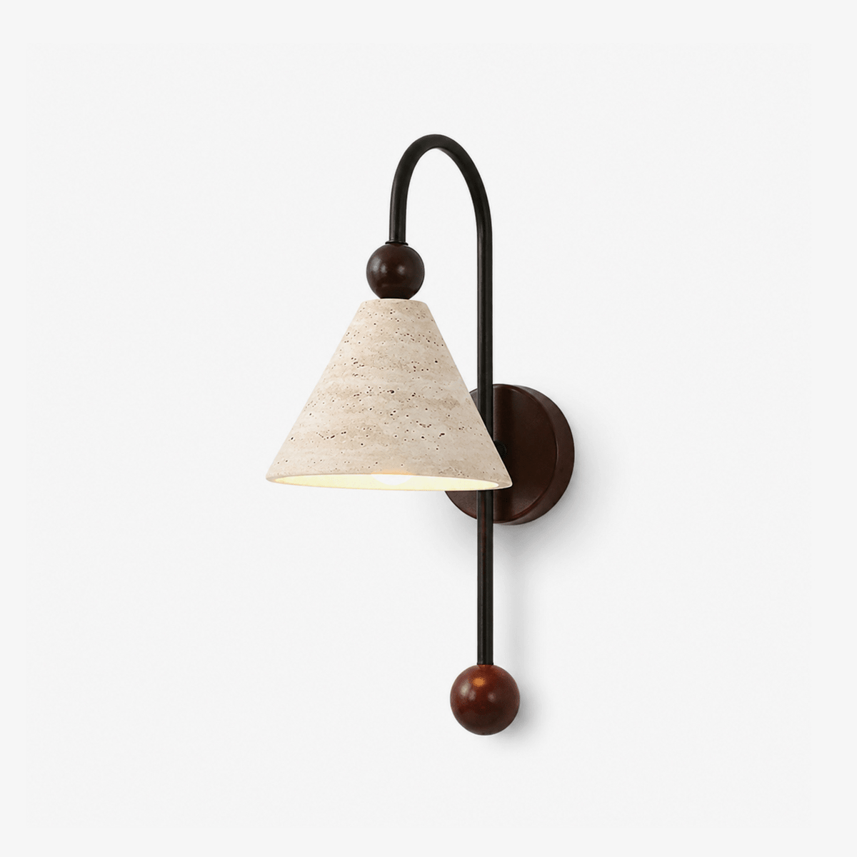 Aplique de pared Cone travertino nogal-madera