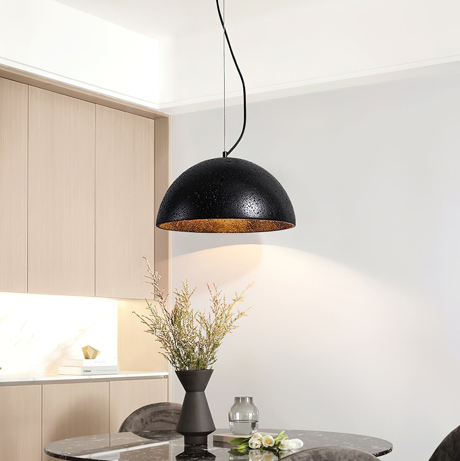 Avdoraris Lámpara Colgante Forma Cúpula Travertino Moderno