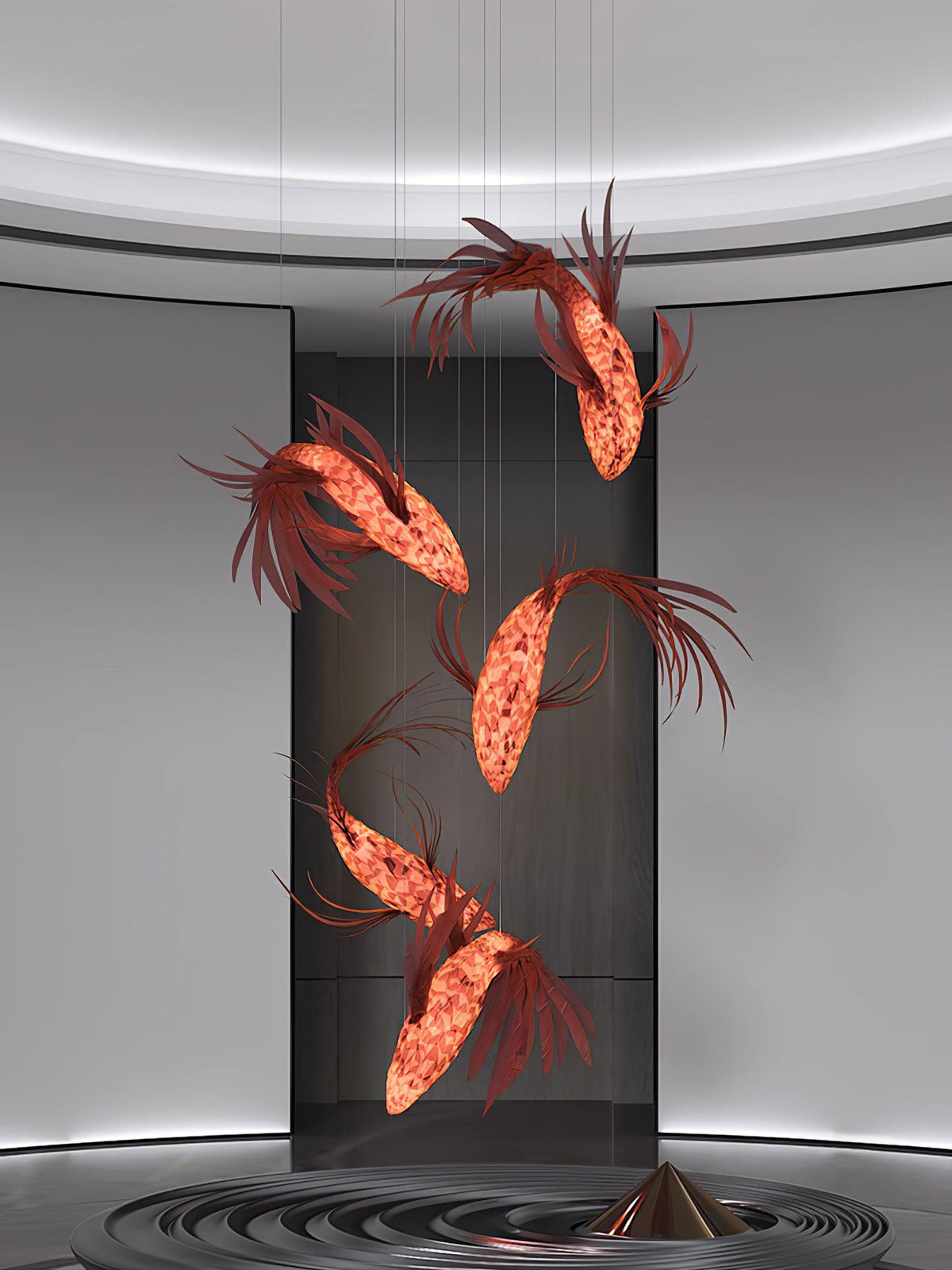 Aureline Crimson Swirl Koi lámpara de araña