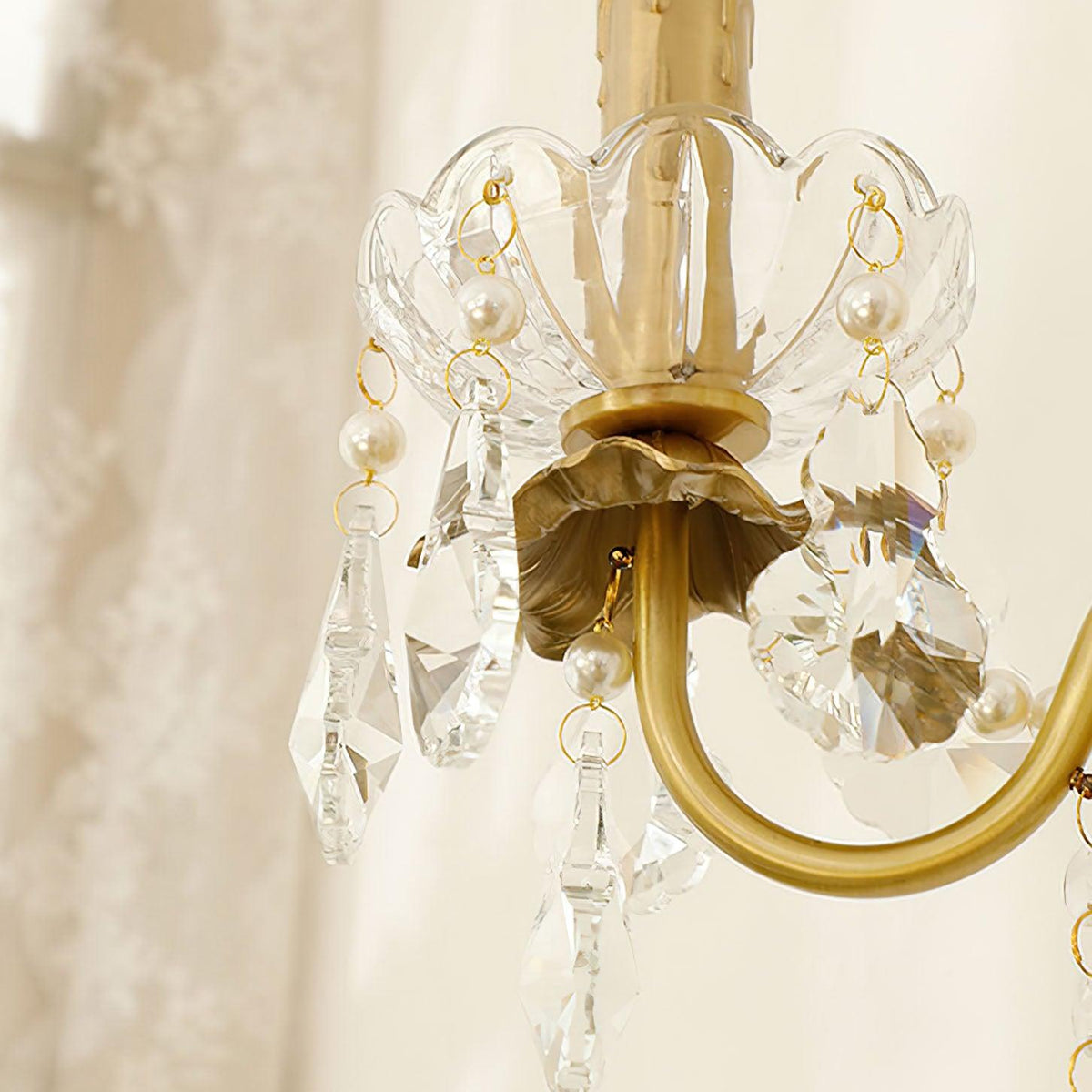 Nydoraris aplique de pared elegancia Pearl Chain de cristal
