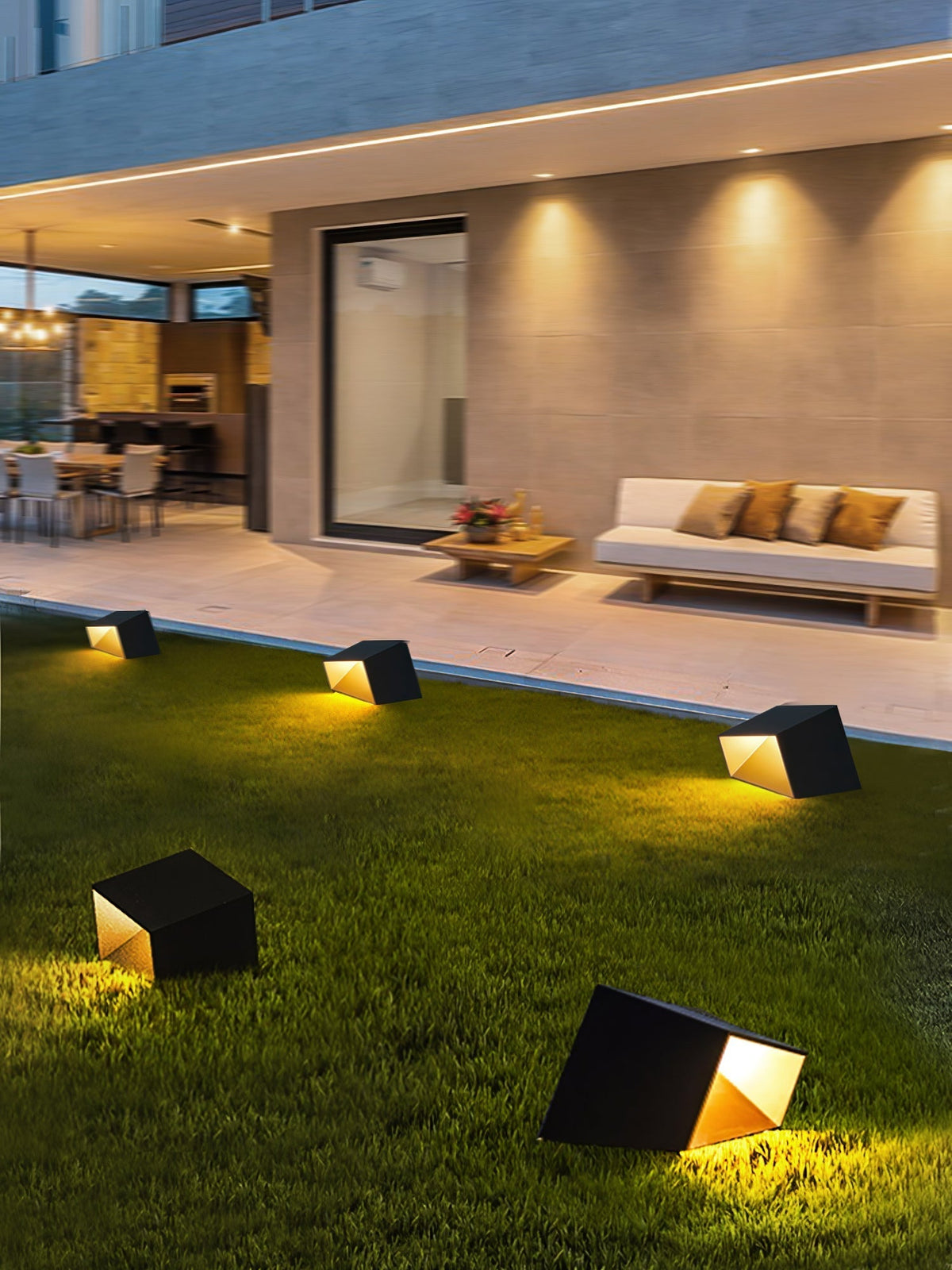 Evsore luminaria exterior cubo jardín solar único