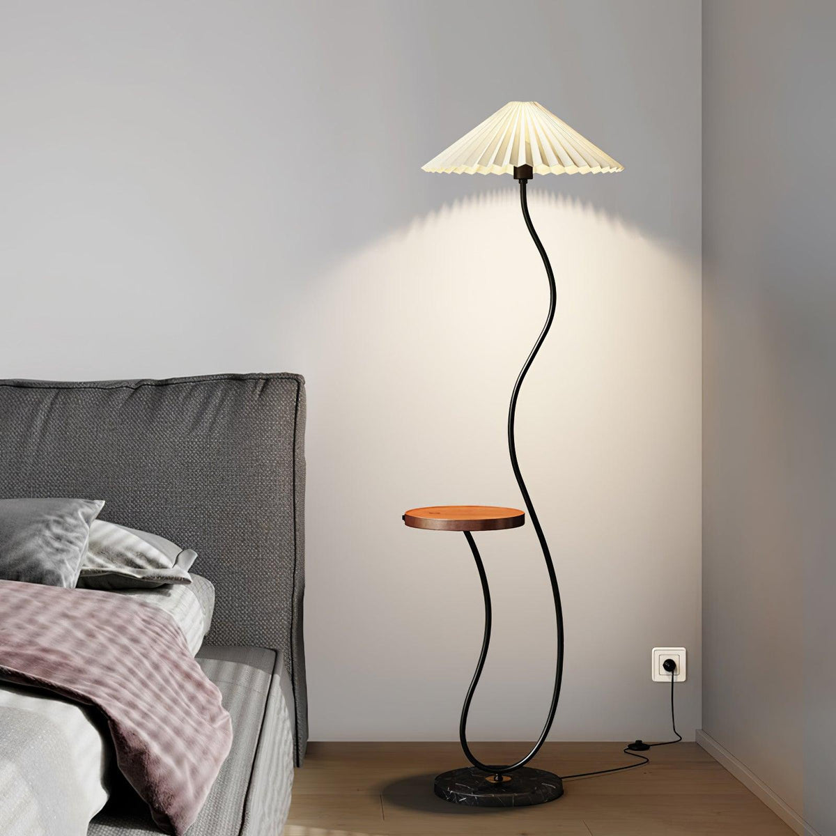 Ghel lámpara de pie minimalista de madera
