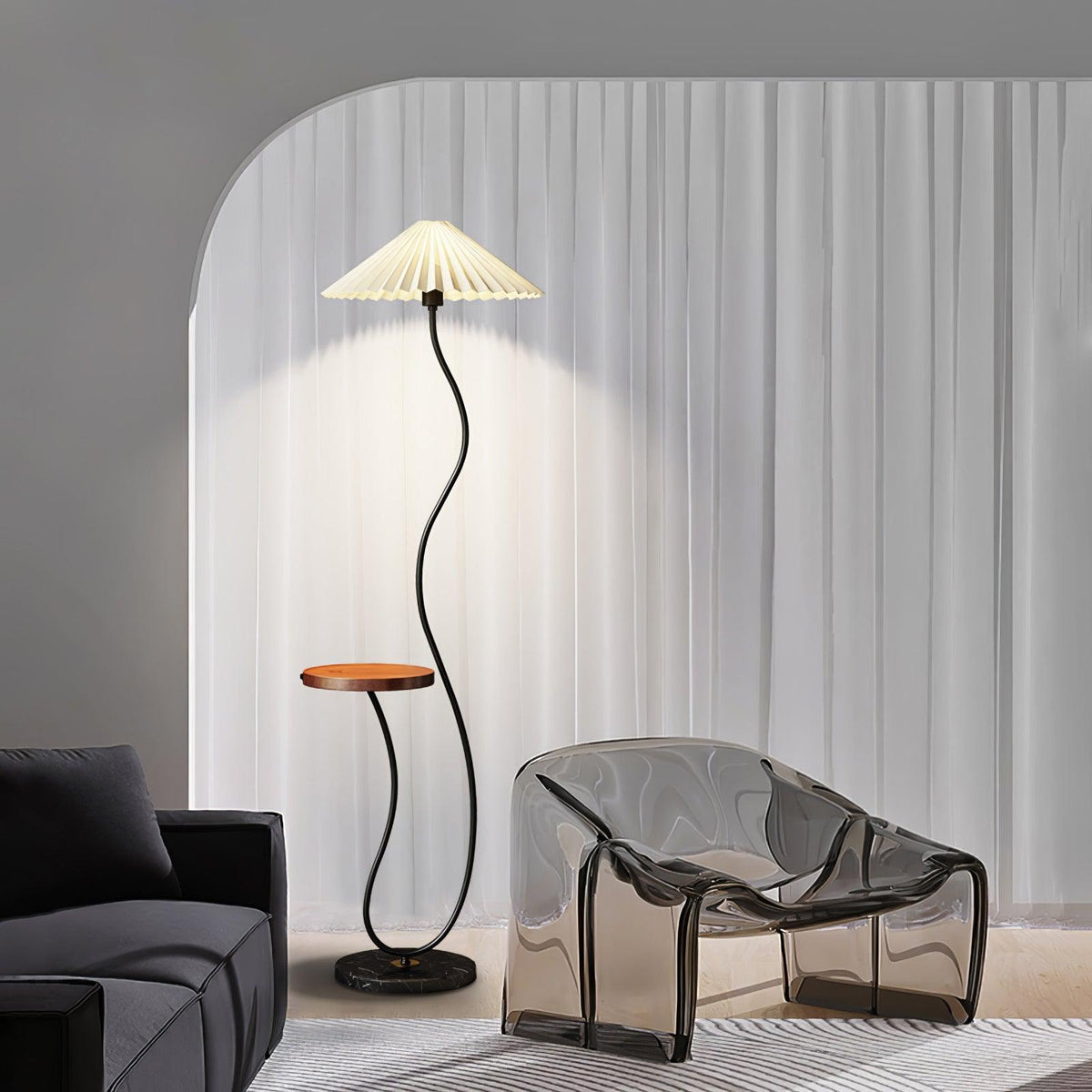 Ghel lámpara de pie minimalista de madera