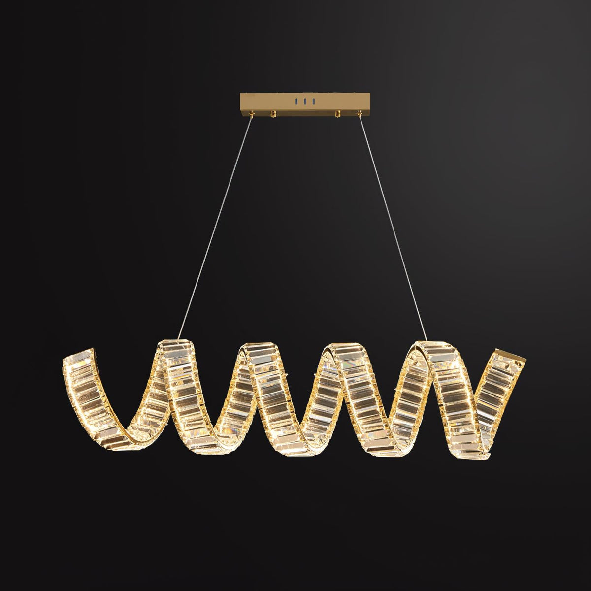 Luxielle lámpara de araña LED curva con cristal lujoso