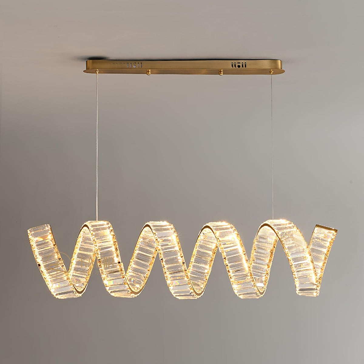 Luxielle lámpara de araña LED curva con cristal lujoso