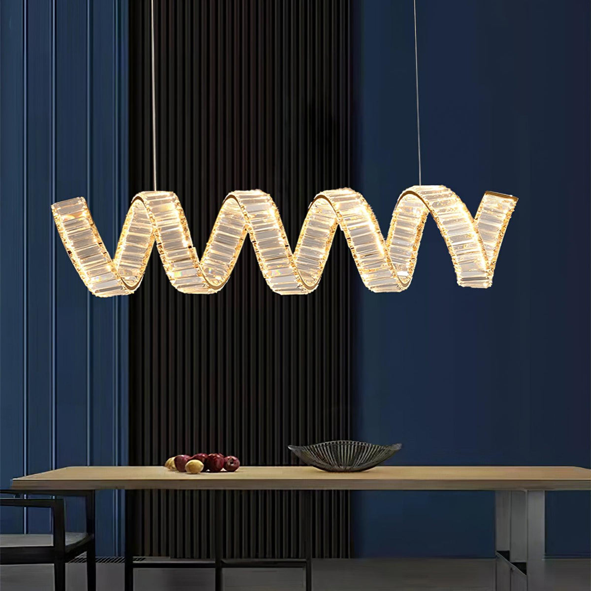 Luxielle lámpara de araña LED curva con cristal lujoso