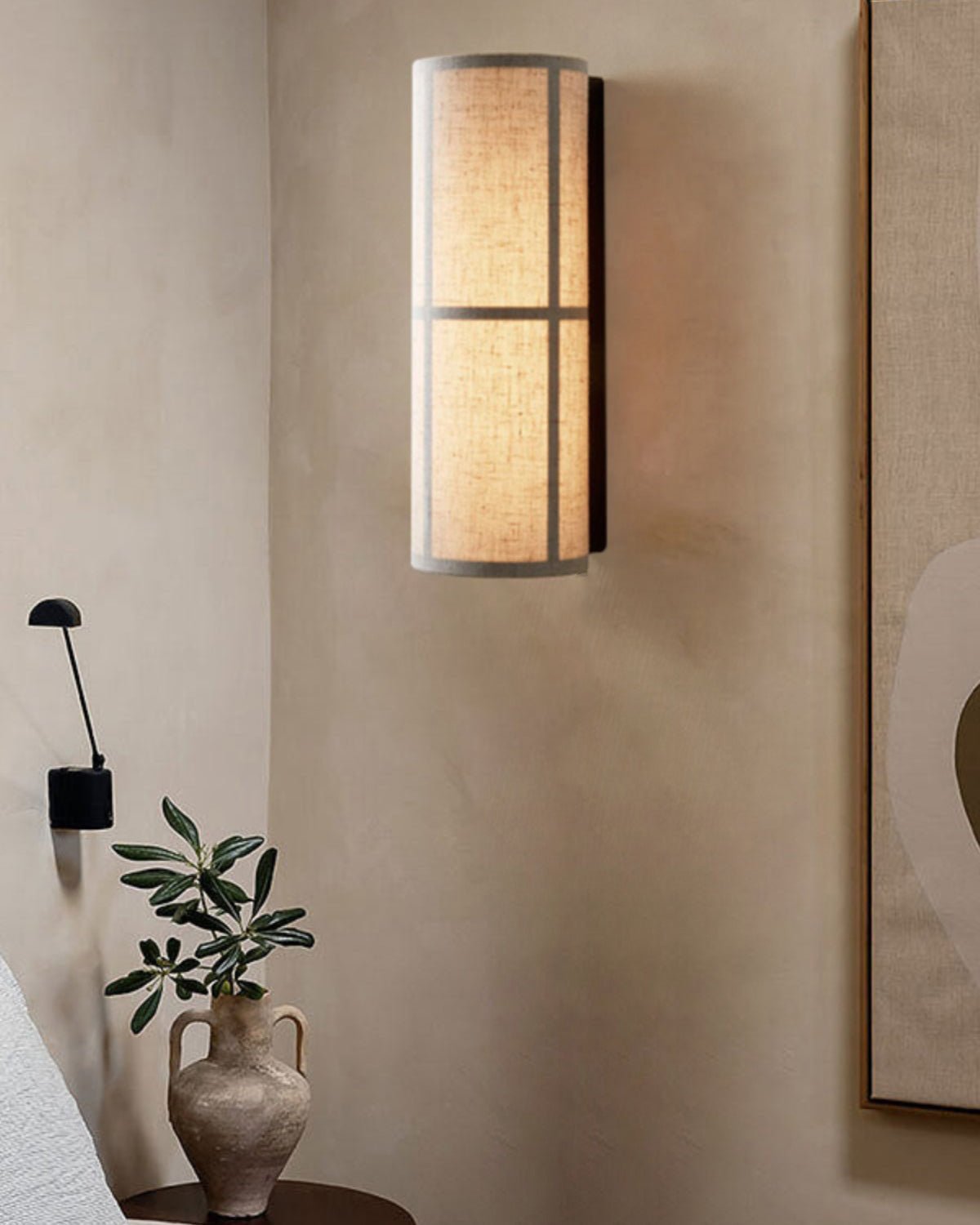 Mirinella aplique de pared cilindro tela brillo suave