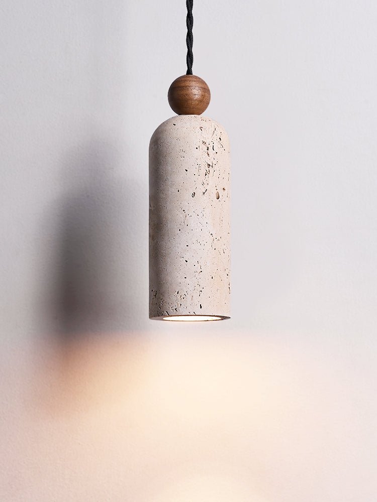 Lámpara colgante Cylinder con perlas de madera