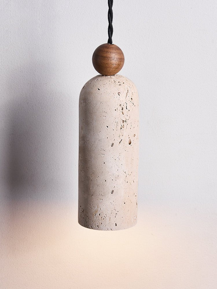 Lámpara colgante Cylinder con perlas de madera