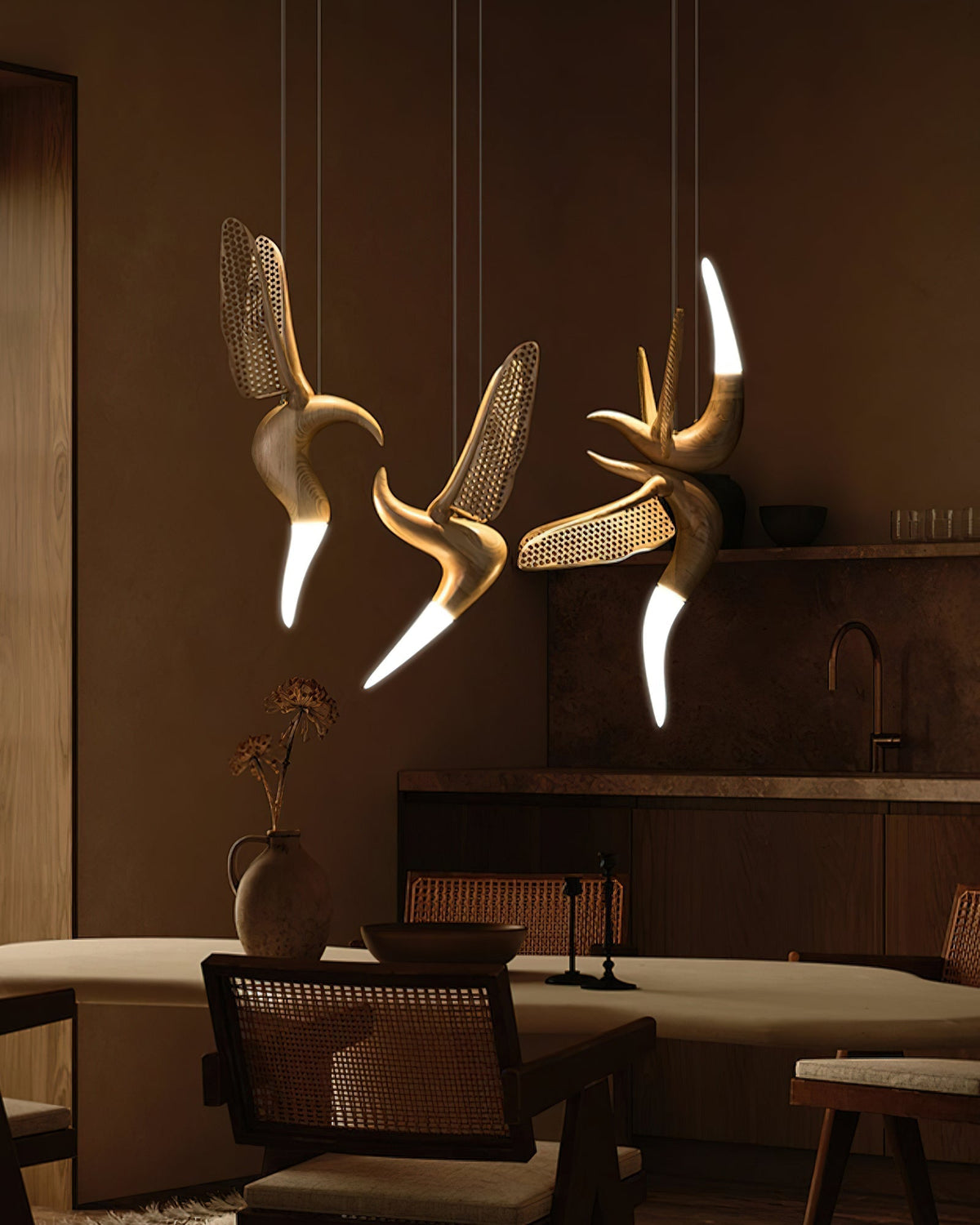 Elsilor lámpara colgante Avian-Inspired de madera