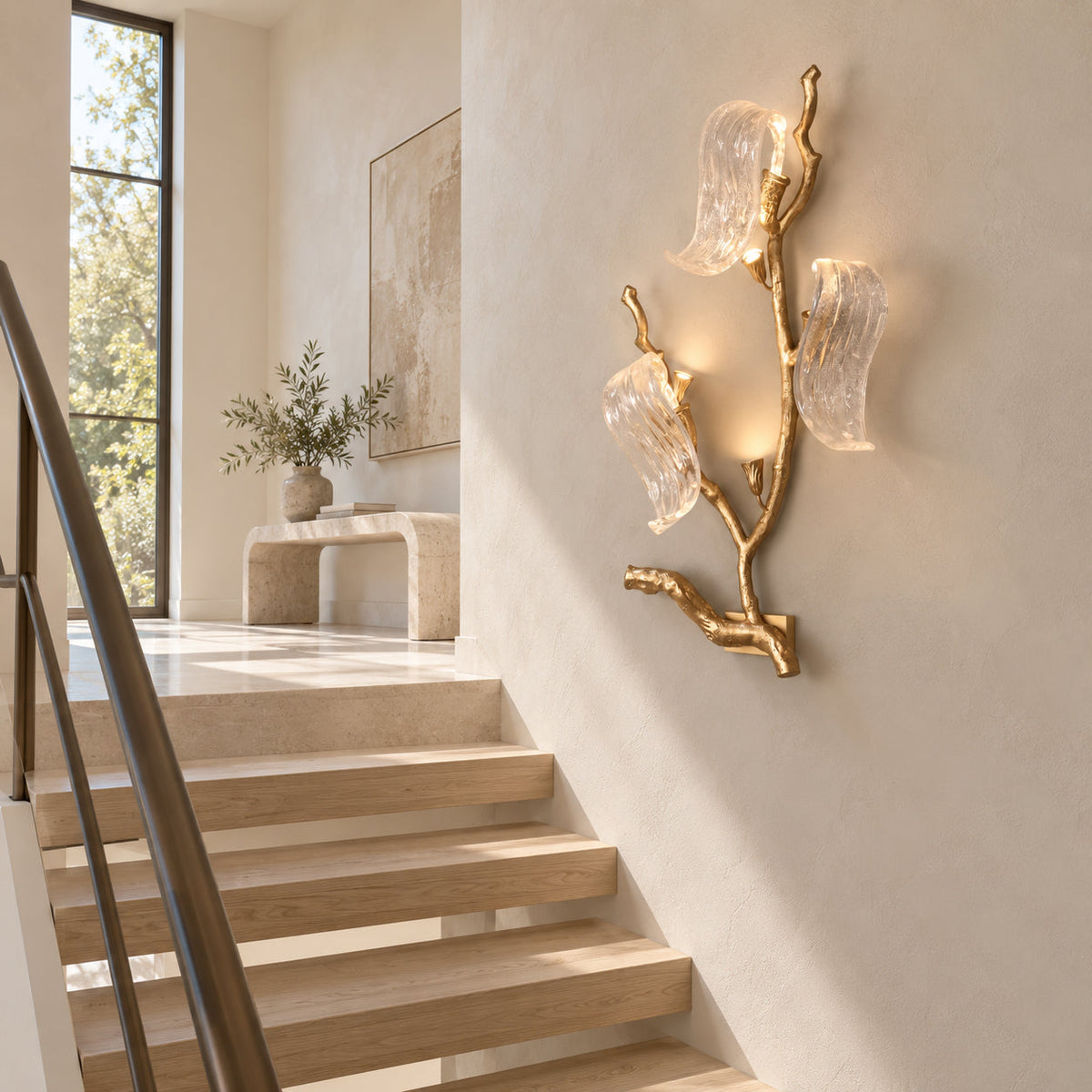 Jorrenstone Aplique de pared de ramas con cintas de vidrio