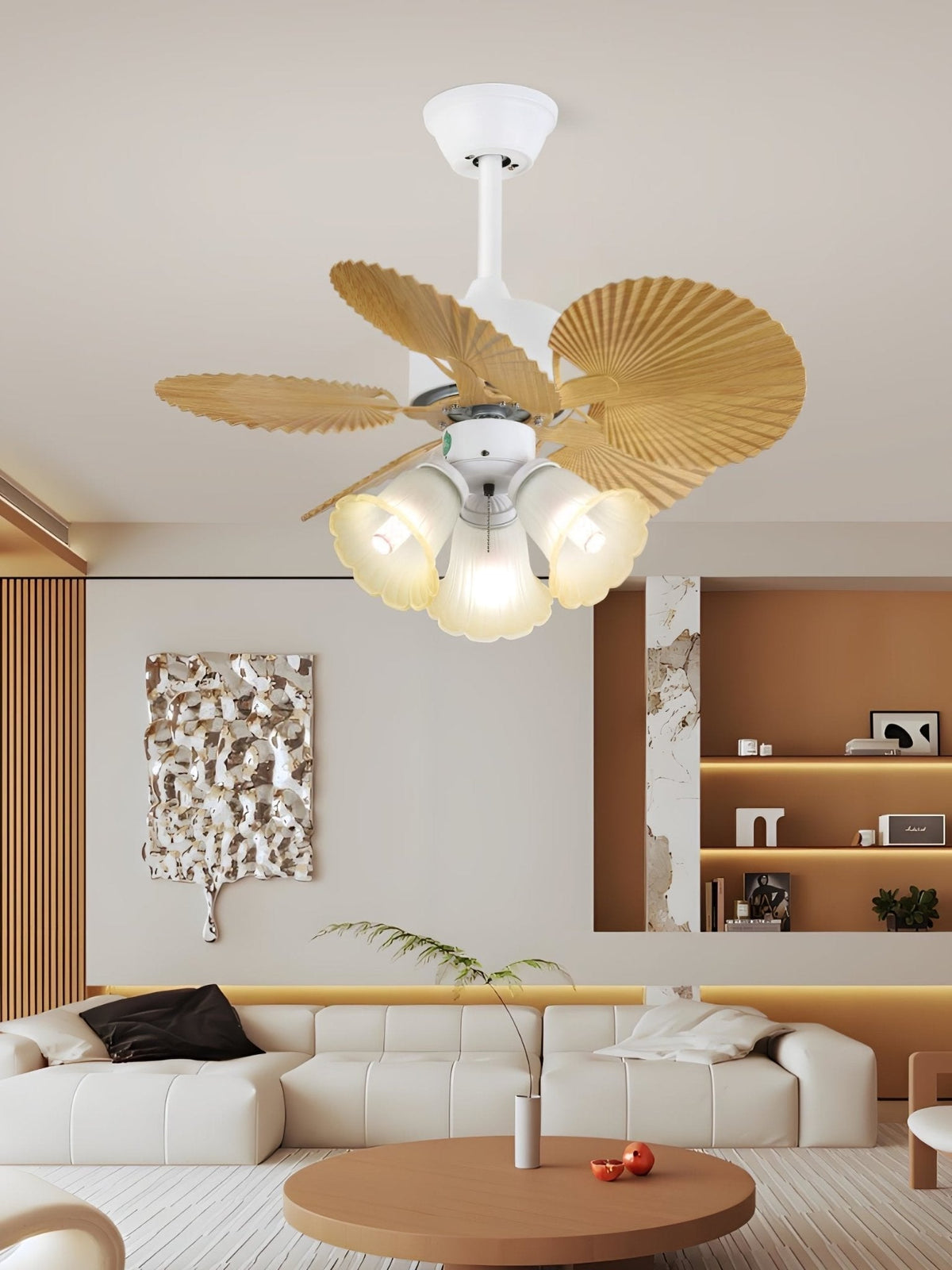 Elvoelle ventilador de techo con luz Vintage de madera y vidrio