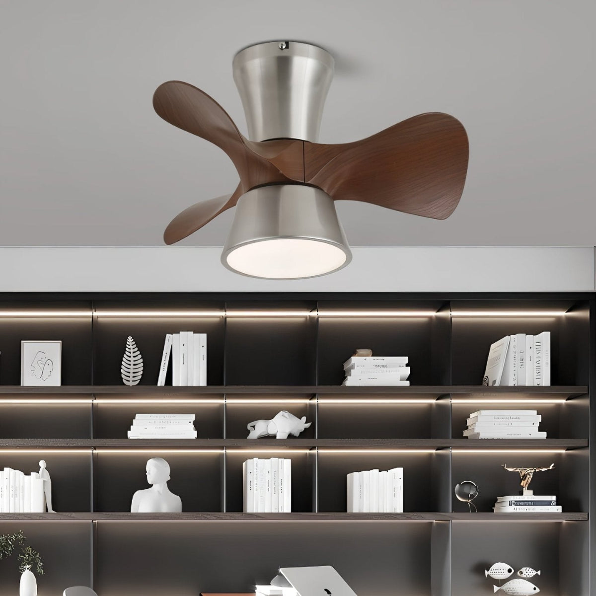 Nera ventilador de techo con luz moderno de madera